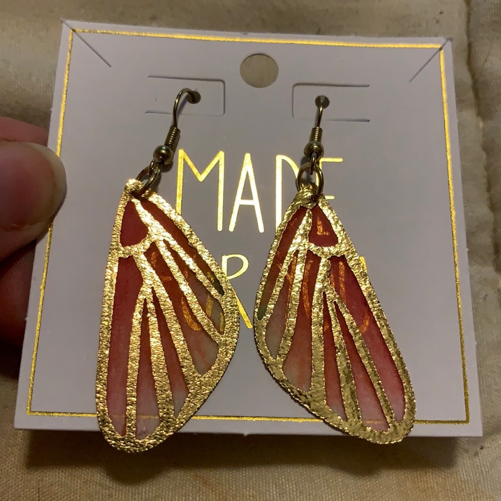 Pink Wing Earrings